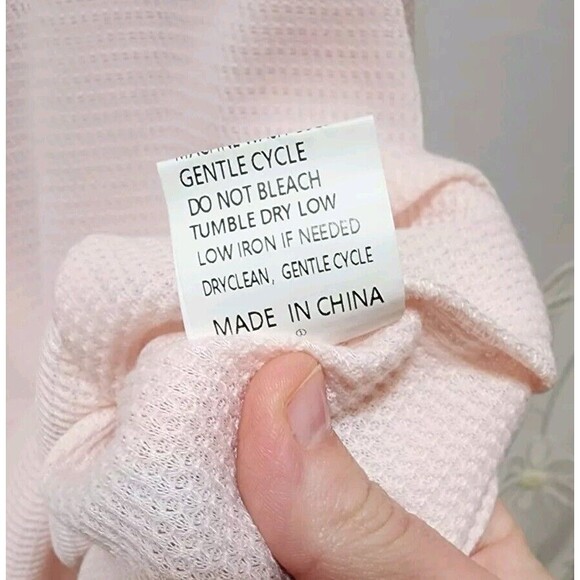 WOMEN LARGE PINK THERMAL KNIT PJ TOP LACE TRIM STRETCHY PREPPY CUTE CAPSULE WARM - Picture 9 of 12